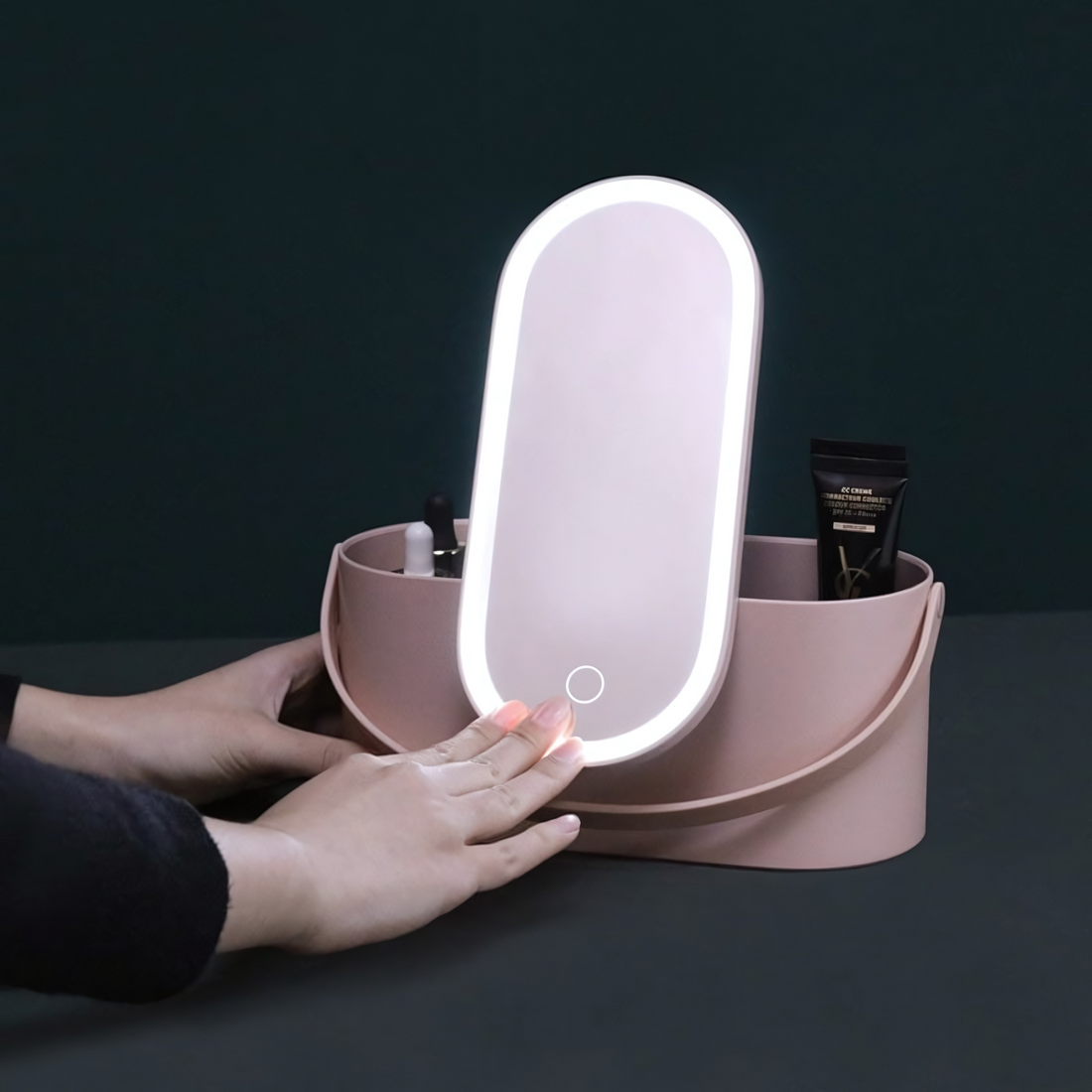 LED Makeup Mirror with Storage Box