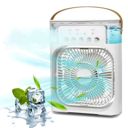 4-In-1 Multi-Functional Portable Air Humidifier Cooling USB Fan With 7-Color Night Light