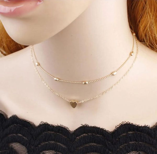 Fashion Multi Layer Beads Love Heart Choker Necklace For Girls & Womens