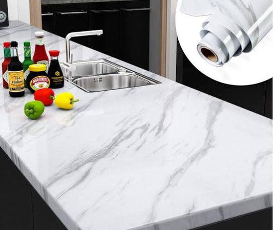Self Adhesive Marble Sheet For Kitchen – Anti Oil And Heat Resistant Wallpaper